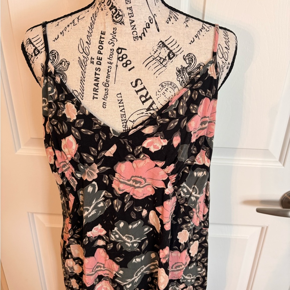 Spell Black Maxi Dress with Pink Floral Print XL. EC - Picture 3 of 10